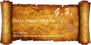 Geiringer Hella névjegykártya